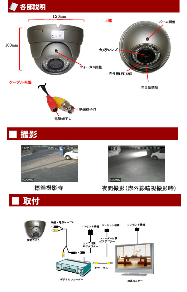 ドーム型カメラ詳細