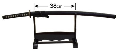 画像1: 尾形刀剣 日本刀 KK-1 木製黒塗刀掛台 (横1本掛)