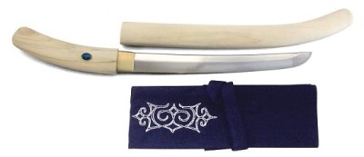 画像1: 尾形刀剣 AN-21 蝦夷刀(アイヌ刀) 白鞘 トルコ石飾り