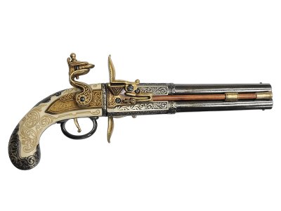 画像1: DENIX デニックス 1264 フリントロック 2バレル イギリス 18世紀 レプリカ 銃 モデルガン
