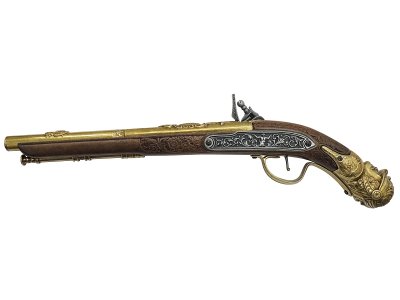 画像2: DENIX デニックス 1314 フリントロック ゴールド ピストル ドイツ 17世紀 レプリカ 銃 モデルガン