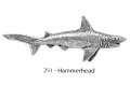 ピンバッジ シュモクザメ 251 撞木鮫 ハンマーヘッド シャーク 鮫 さめ 魚 ピンズ バッチ スズ シルバー ピューター ブローチ バッジ バッヂ