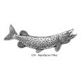 ピンバッジ ノーザンパイク 109 カワカマス かます 魚 ピンズ バッチ スズ シルバー ピューター ブローチ バッジ バッヂ