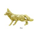 ピンバッジ フォックス 409G 24K ゴールド メッキ きつね 狐 キツネ ピンズ バッチ スズ シルバー ピューター ブローチ バッジ バッヂ