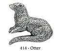 ピンバッジ カワウソ 414 かわうそ otter ピンズ バッチ スズ シルバー ピューター ブローチ バッジ バッヂ【ゆうパケット発送可】