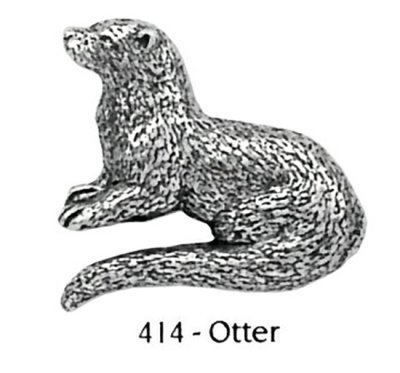 画像1: ピンバッジ カワウソ 414 かわうそ otter ピンズ バッチ スズ シルバー ピューター ブローチ バッジ バッヂ