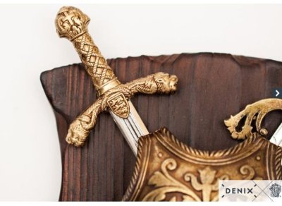画像2: DENIX デニックス 577 ソード&盾 ディスプレイ 模造刀 レプリカ 剣 刀 ソード ミニ ペーパーナイフ