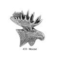ピンバッジ ムース 433 moose シカ 鹿 ヘラジカ ピンズ バッチ スズ シルバー