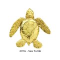 ピンバッジ ウミガメ 607G 亀 24K ゴールド メッキ ピンズ バッチ ブローチ