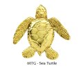 ピンバッジ ウミガメ 607G 亀 24K ゴールド メッキ ピンズ バッチ ブローチ