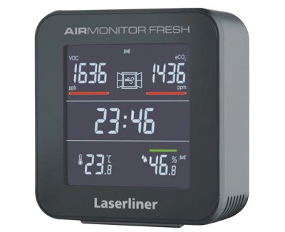 画像1: Laserliner エアーモニターフレッシュ 空気環境測定器 室内空気質モニター 湿度 温度 時計 測定器