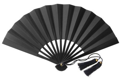画像1: 尾形刀剣 T1-B 鉄扇1尺/黒(全長30cm 扇子錦袋、箱入)