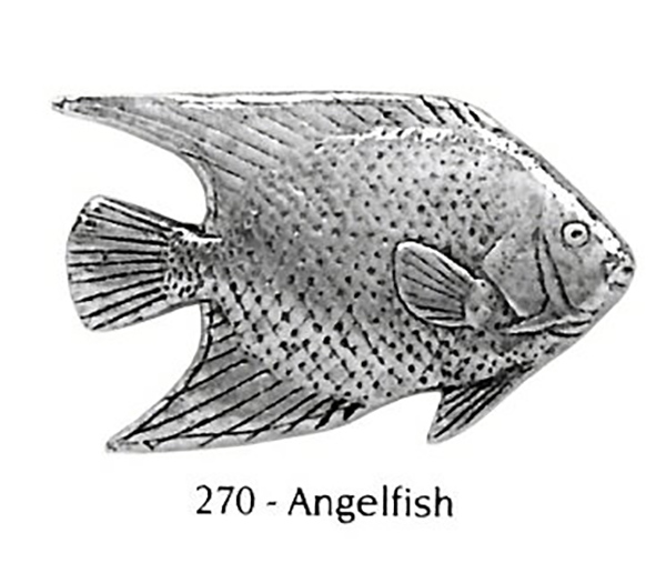 ピンバッジ エンゼルフィッシュ 270 Angelfish 魚 熱帯魚 ピンズ バッチ スズ シルバー ピューター ブローチ バッジ バッヂ【ゆうパケット発送可】