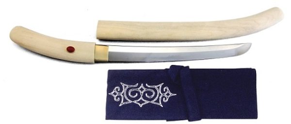 画像1: 尾形刀剣 AN-22 蝦夷刀(アイヌ刀) 白鞘 赤サンゴ飾り (1)