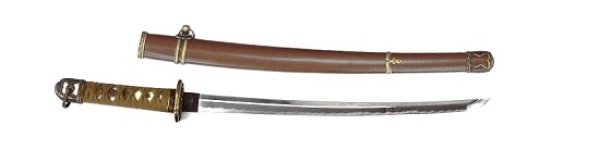 画像1: 尾形刀剣 軍刀 GN-4 陸軍搭乗員軍刀　軍茶柄 軍茶木鞘 (1)
