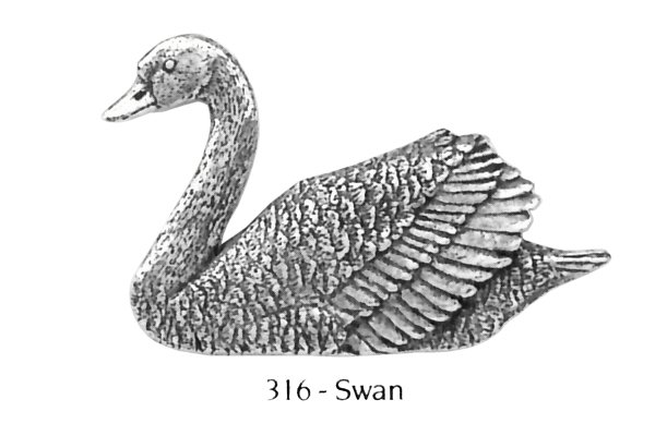 画像1: ピンバッジ ハクチョウ 316 白鳥 swan スワン ピンズ バッチ スズ シルバー ピューター ブローチ バッジ バッヂ (1)