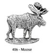 画像1: ピンバッジ ムース 406 moose シカ 鹿 ヘラジカ ピンズ バッチ スズ シルバー ピューター ブローチ バッジ バッヂ (1)
