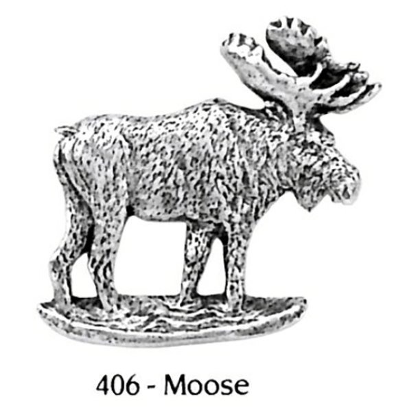画像1: ピンバッジ ムース 406 moose シカ 鹿 ヘラジカ ピンズ バッチ スズ シルバー ピューター ブローチ バッジ バッヂ【ゆうパケット発送可】 (1)