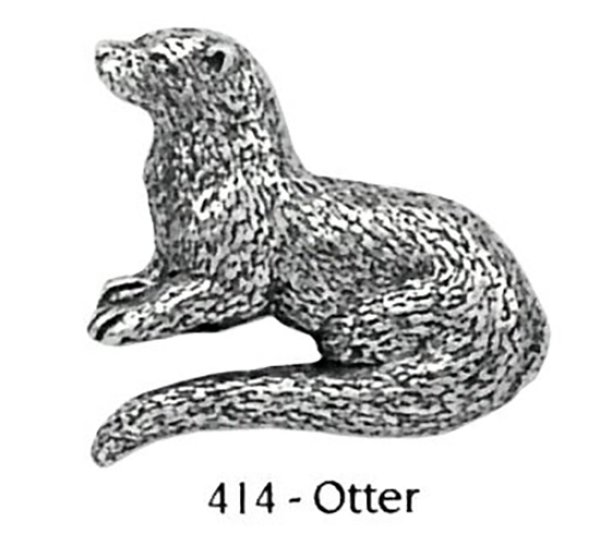 画像1: ピンバッジ カワウソ 414 かわうそ otter ピンズ バッチ スズ シルバー ピューター ブローチ バッジ バッヂ (1)