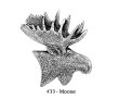 画像1: ピンバッジ ムース 433 moose シカ 鹿 ヘラジカ ピンズ バッチ スズ シルバー 【ネコポス発送可】 (1)