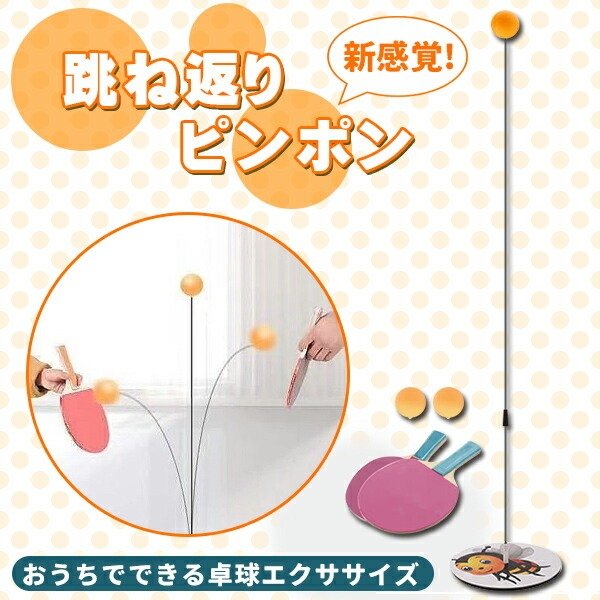 画像1: 卓球 練習 1人 トレーニング ラケット 2個 ピンポン玉 3個 付き【メーカー直送品】 (1)
