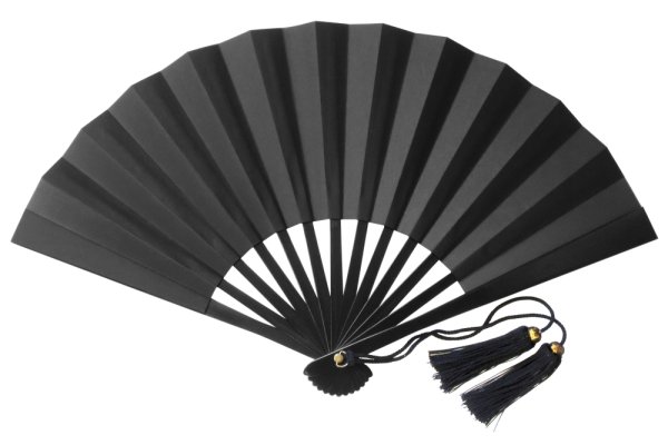 画像1: 尾形刀剣 T1-B 鉄扇1尺/黒(全長30cm 扇子錦袋、箱入) (1)